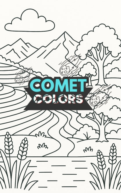 Landscapes – 25-Page Digital Coloring Book of Mountains, Forests, Rivers & More