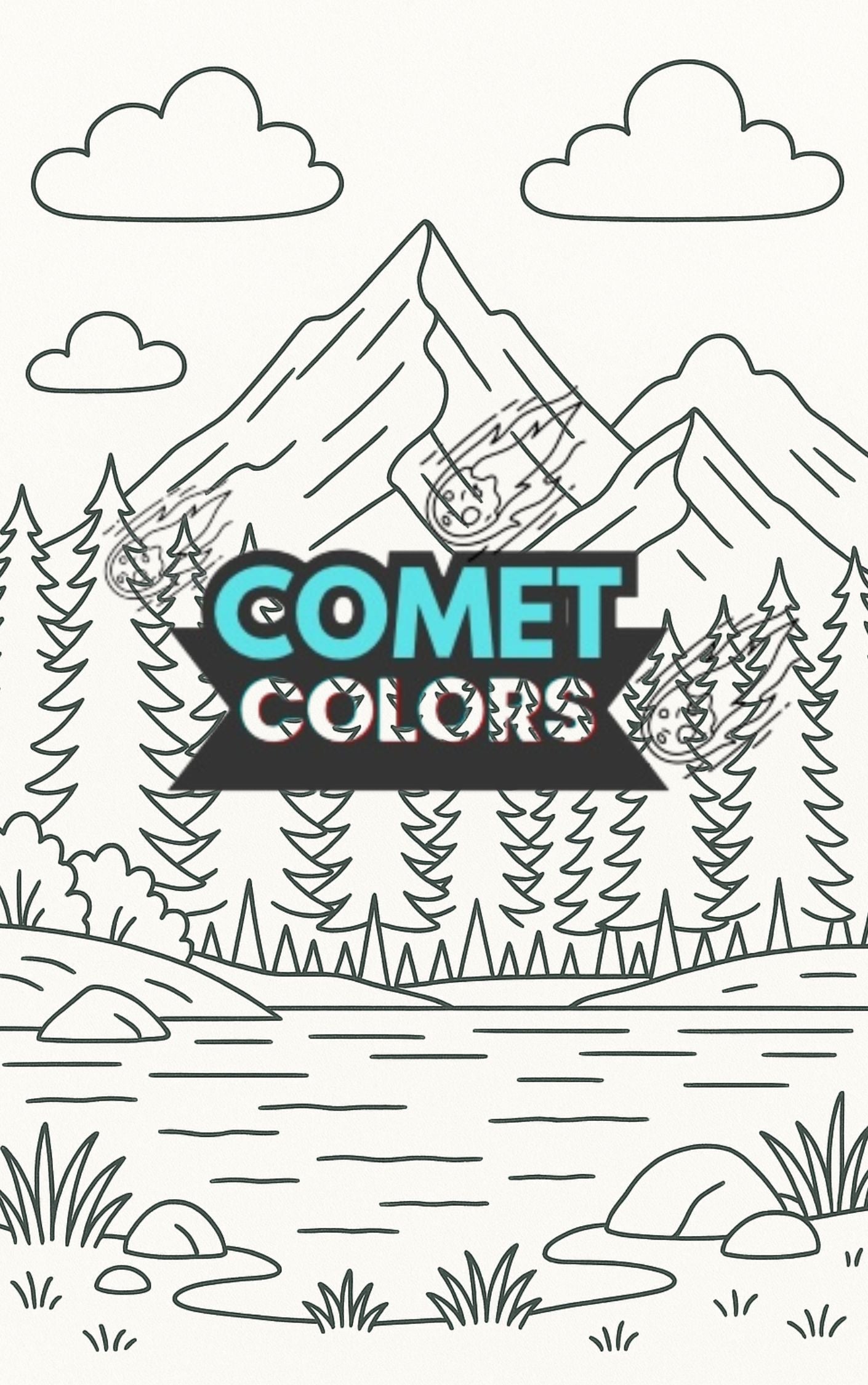 Landscapes – 25-Page Digital Coloring Book of Mountains, Forests, Rivers & More