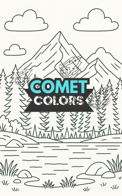 Landscapes – 25-Page Digital Coloring Book of Mountains, Forests, Rivers & More