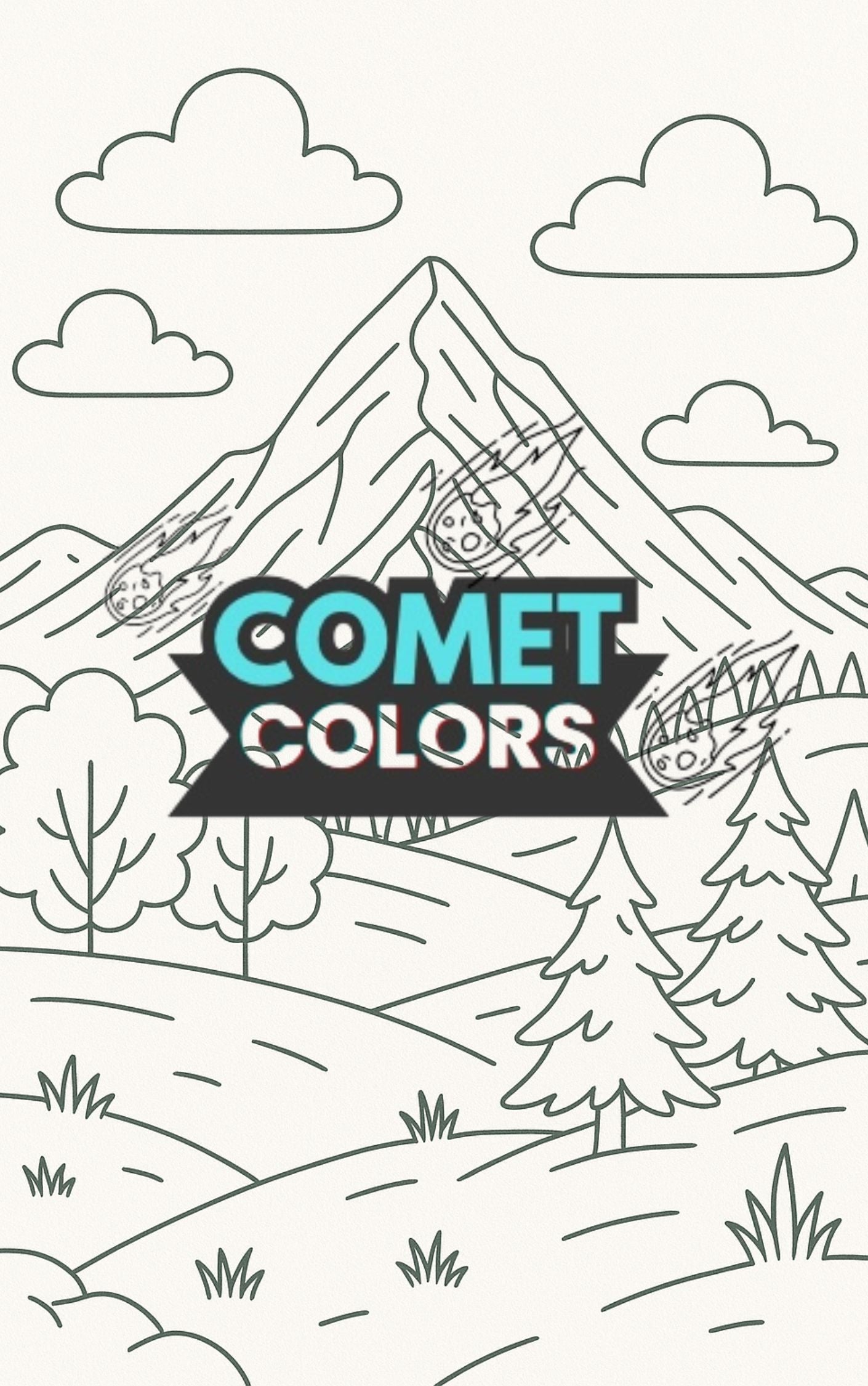 Landscapes – 25-Page Digital Coloring Book of Mountains, Forests, Rivers & More