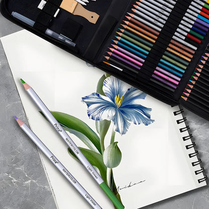 Comet set-96-Piece Art Set with Colored & Graphite Pencils, Sketchbook, and Case