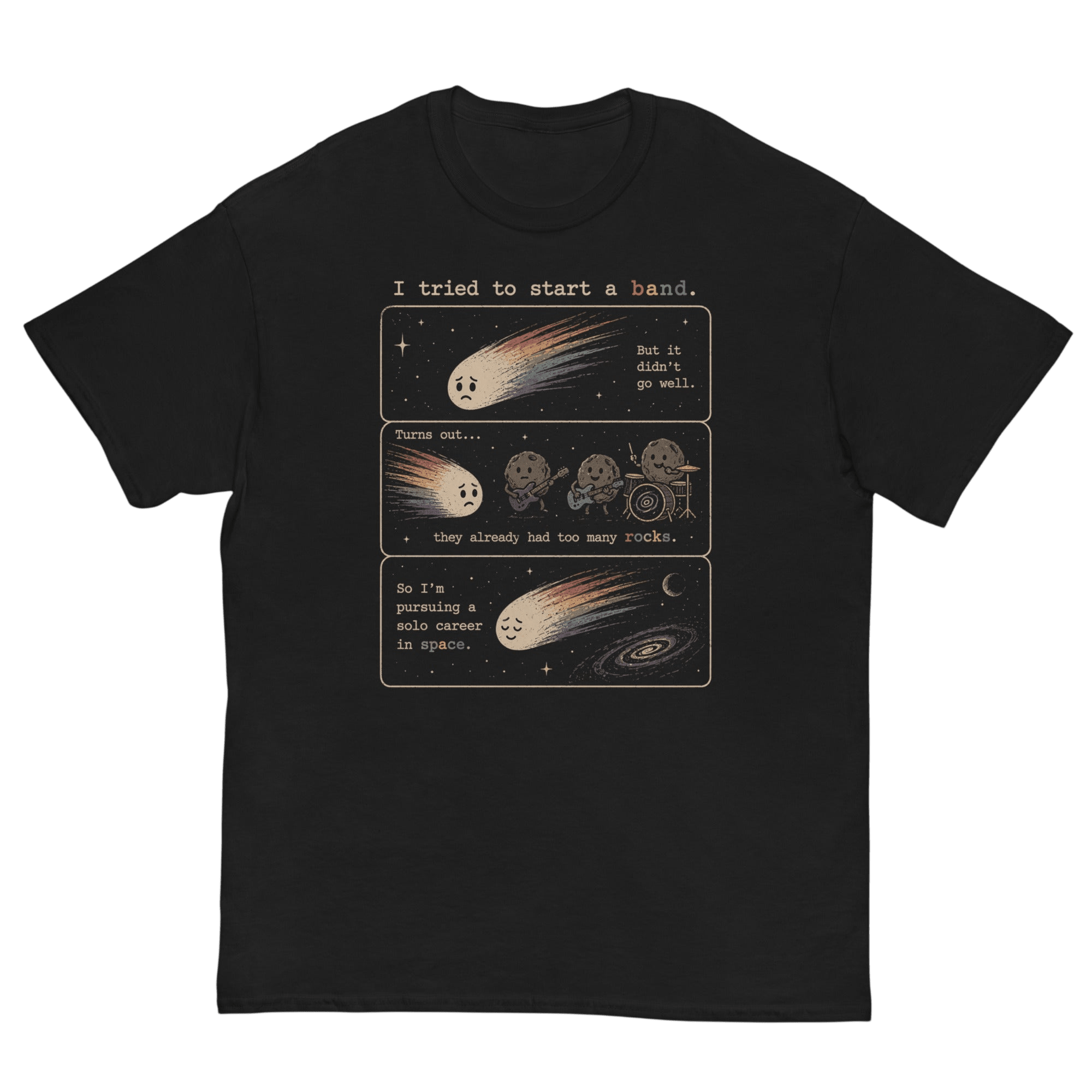 Comet Band Anti - Joke Oversized Graphic Tee Cozy Retro Space - CometColors