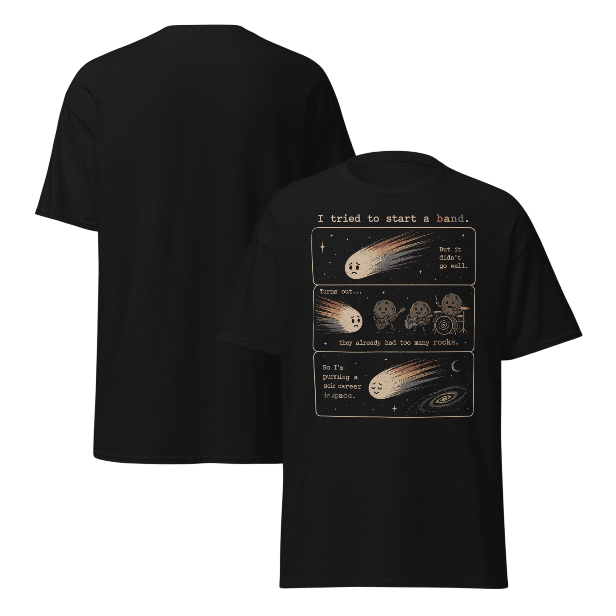Comet Band Anti - Joke Oversized Graphic Tee Cozy Retro Space - CometColors