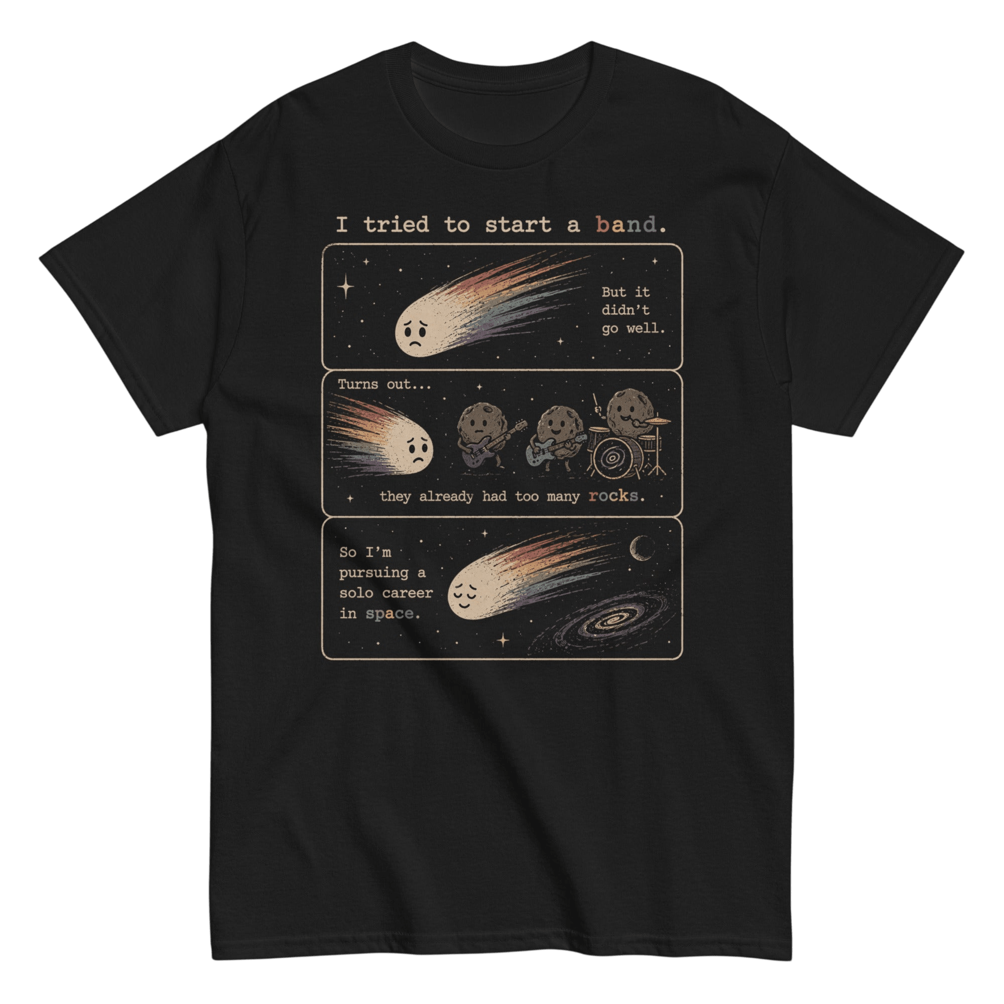 Comet Band Anti - Joke Oversized Graphic Tee Cozy Retro Space - CometColors