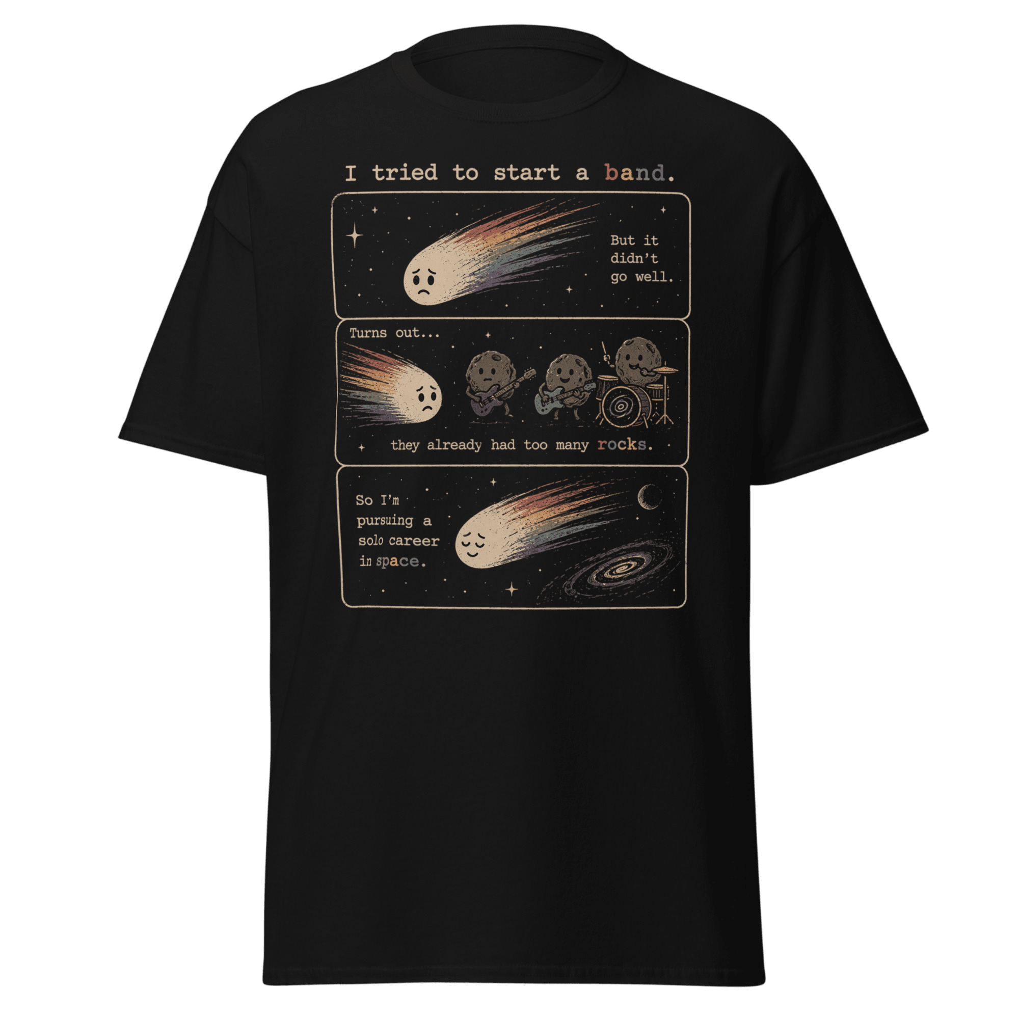 Comet Band Anti - Joke Oversized Graphic Tee Cozy Retro Space - CometColors