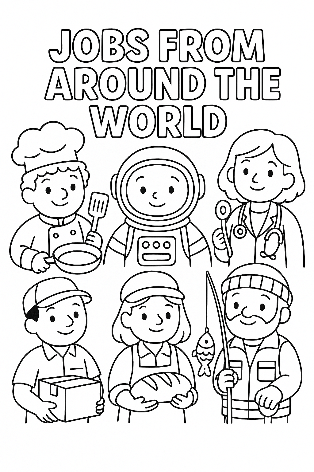 Jobs from Around the World – 25-Page Digital Coloring Book for Kids