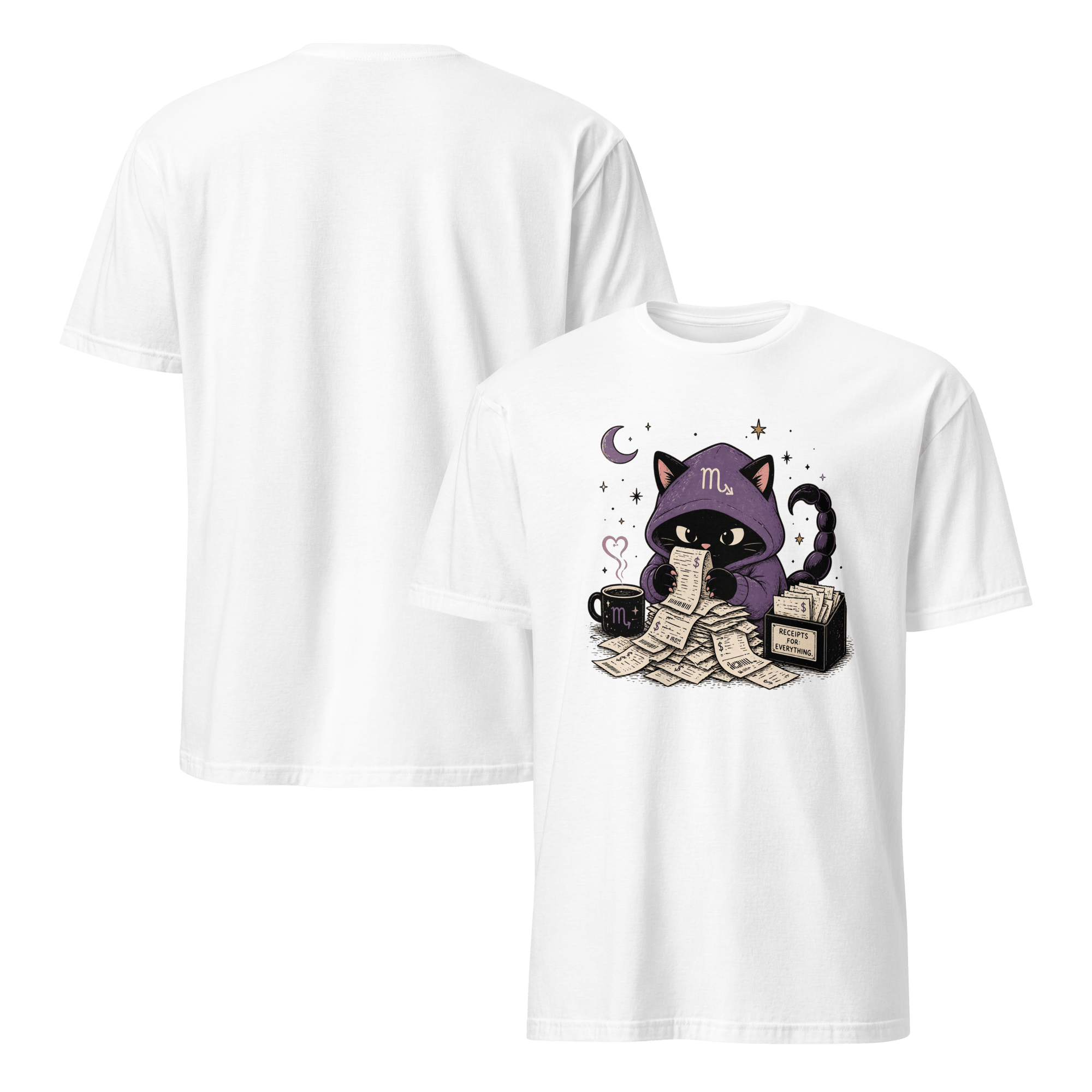 Kitty Keeps Receipts Graphic Tee | Funny Zodiac Cat Tee - CometColors