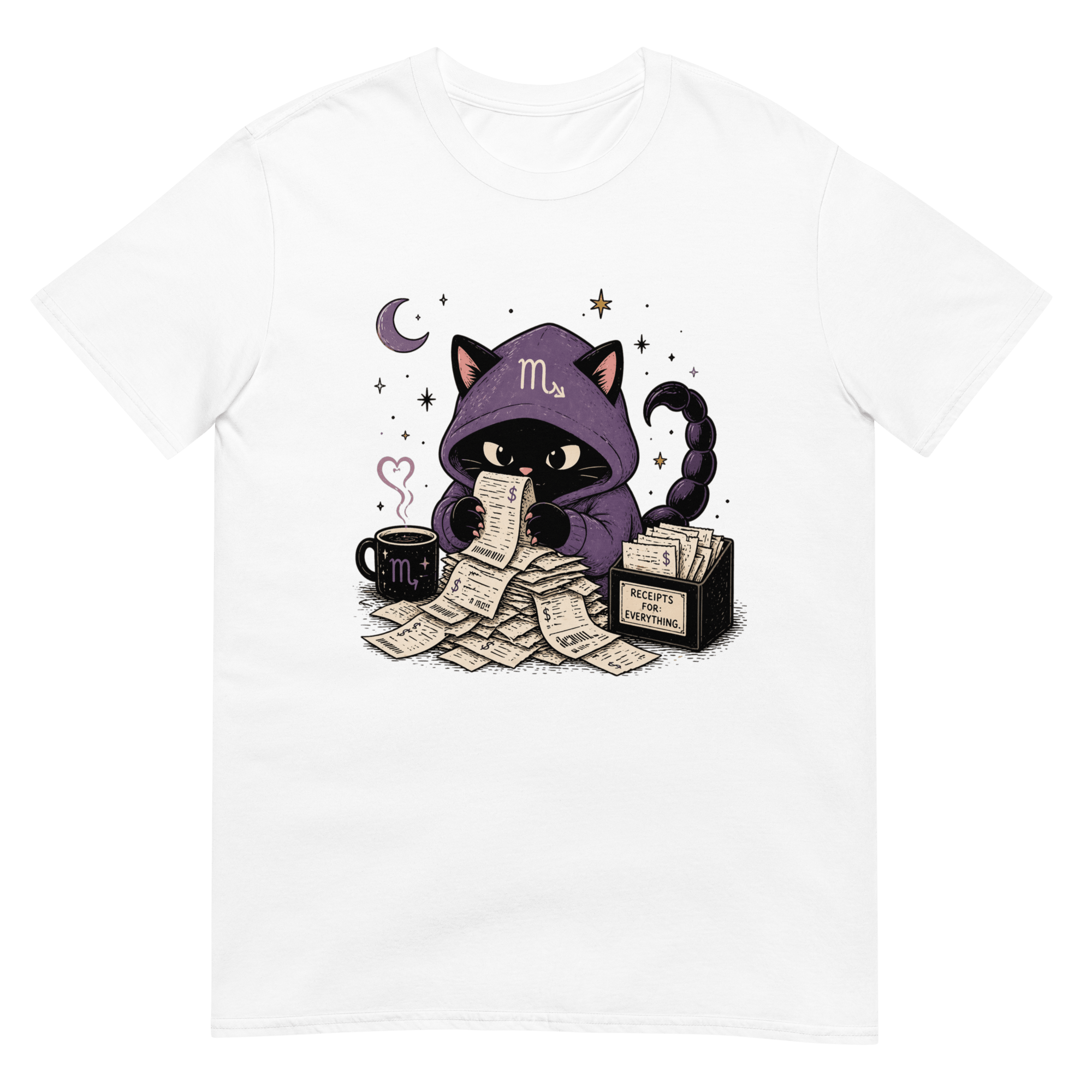 Kitty Keeps Receipts Graphic Tee | Funny Zodiac Cat Tee - CometColors