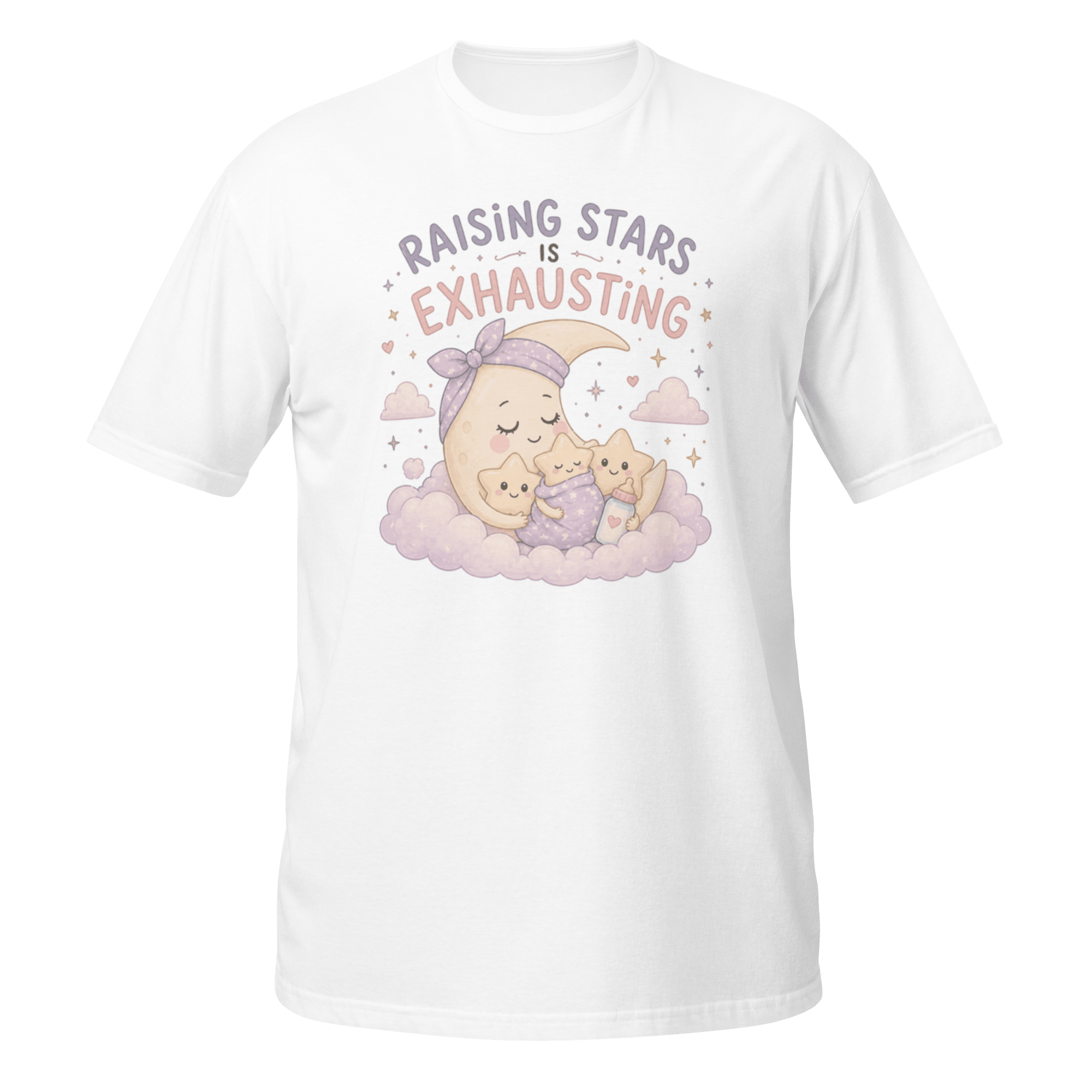 Raising Stars Is Exhausting Graphic Tee | Cute Mother’s Day Moon Shirt - CometColors