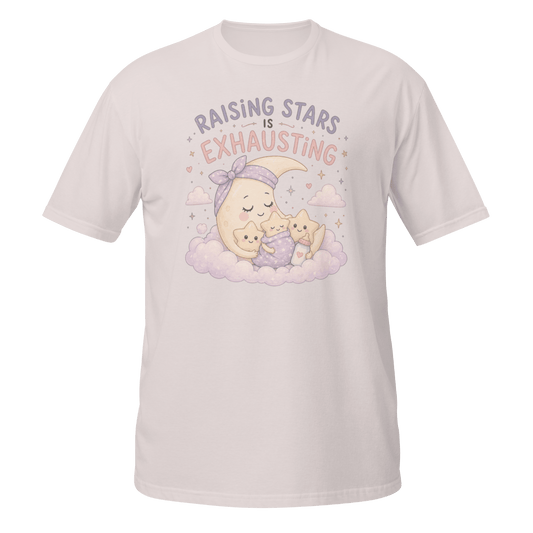 Raising Stars Is Exhausting Graphic Tee | Cute Mother’s Day Moon Shirt - CometColors