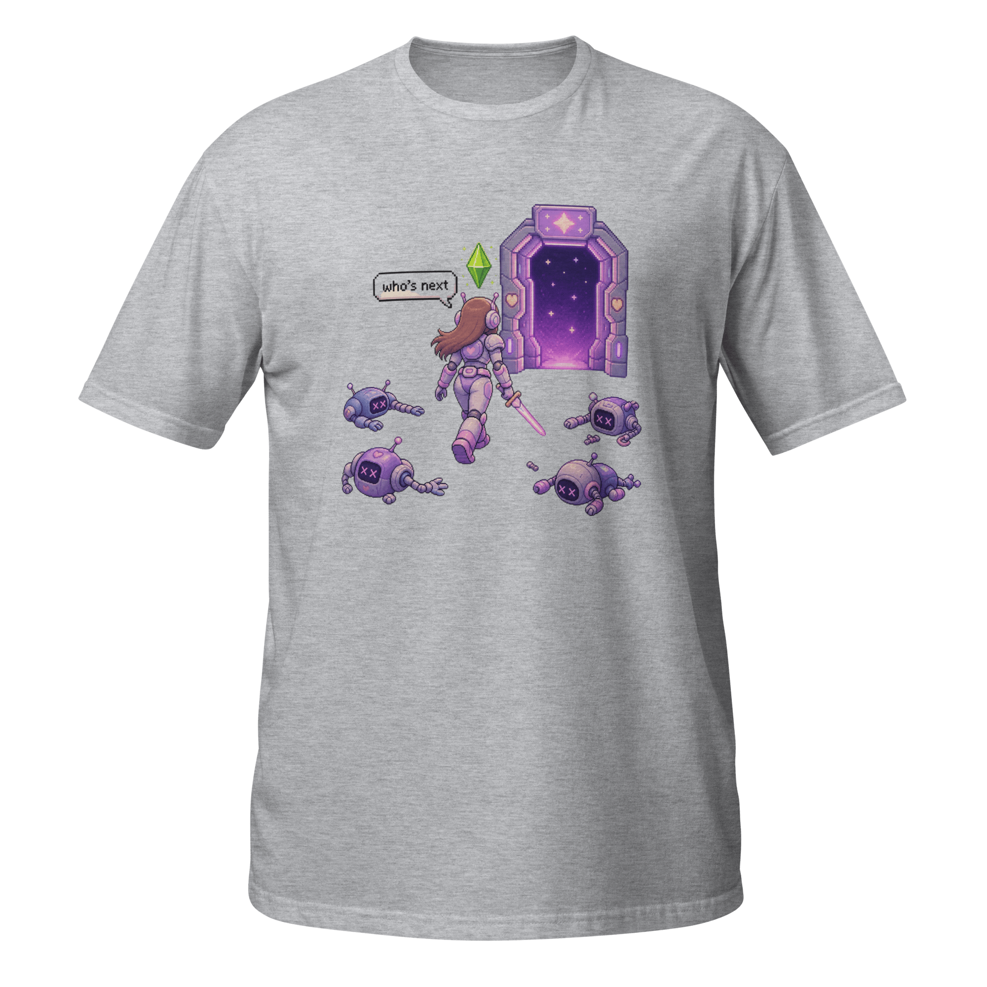 “Who’s Next” Retro Sci - Fi Pixel Tee - CometColors