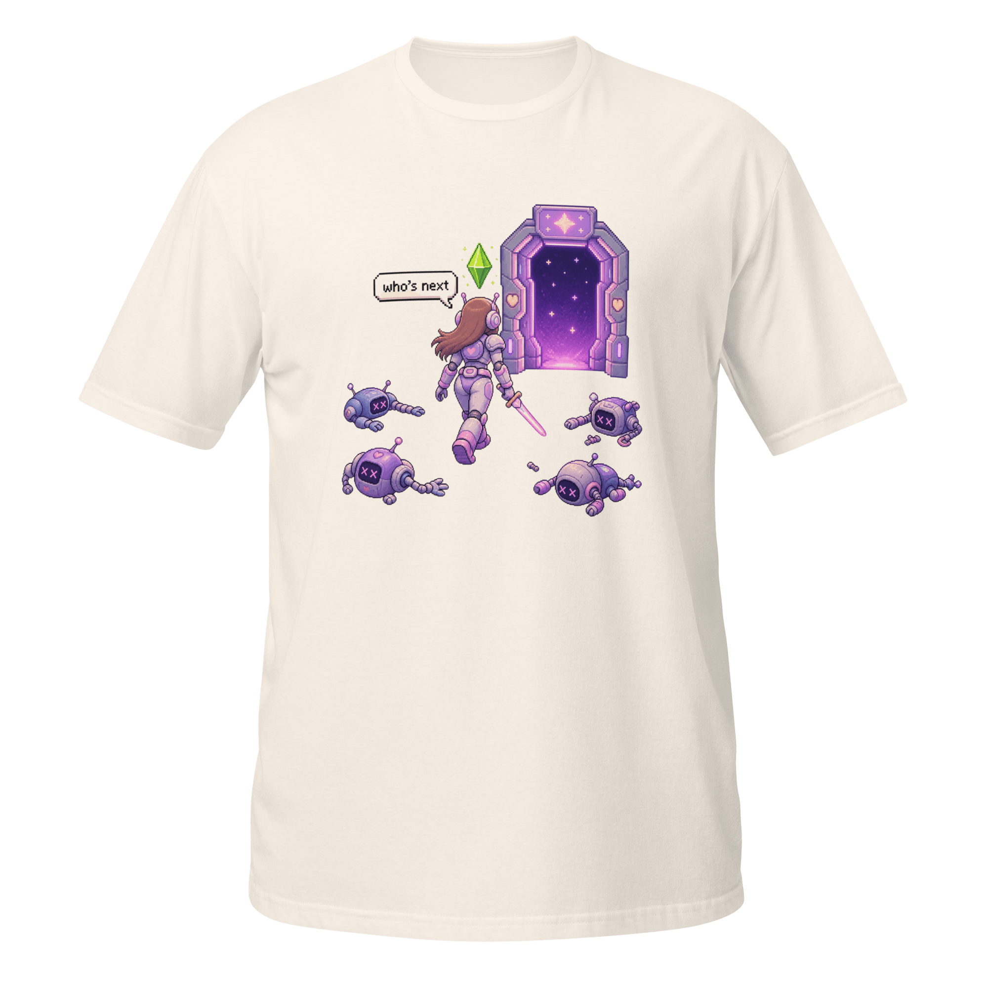 “Who’s Next” Retro Sci - Fi Pixel Tee - CometColors