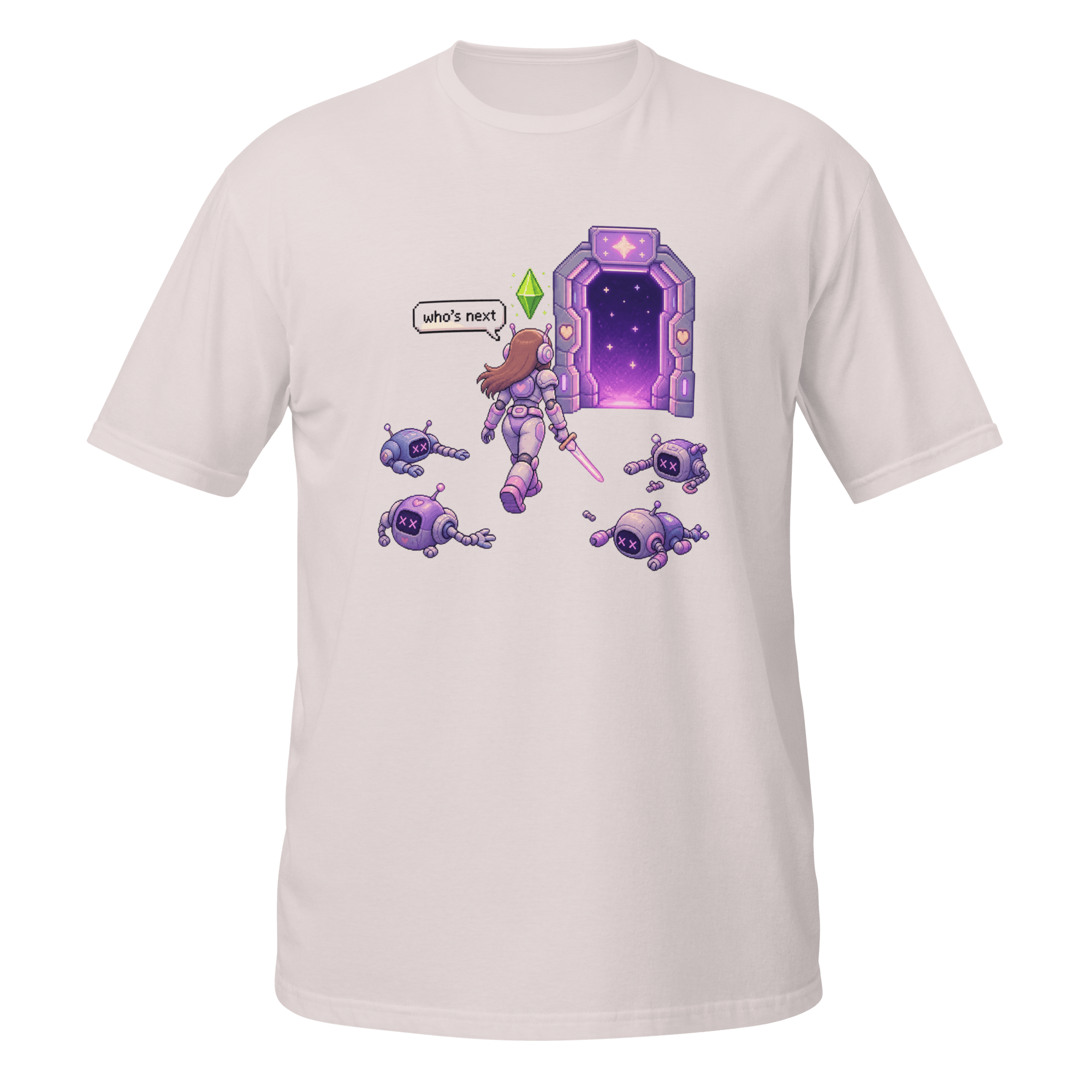 “Who’s Next” Retro Sci - Fi Pixel Tee - CometColors