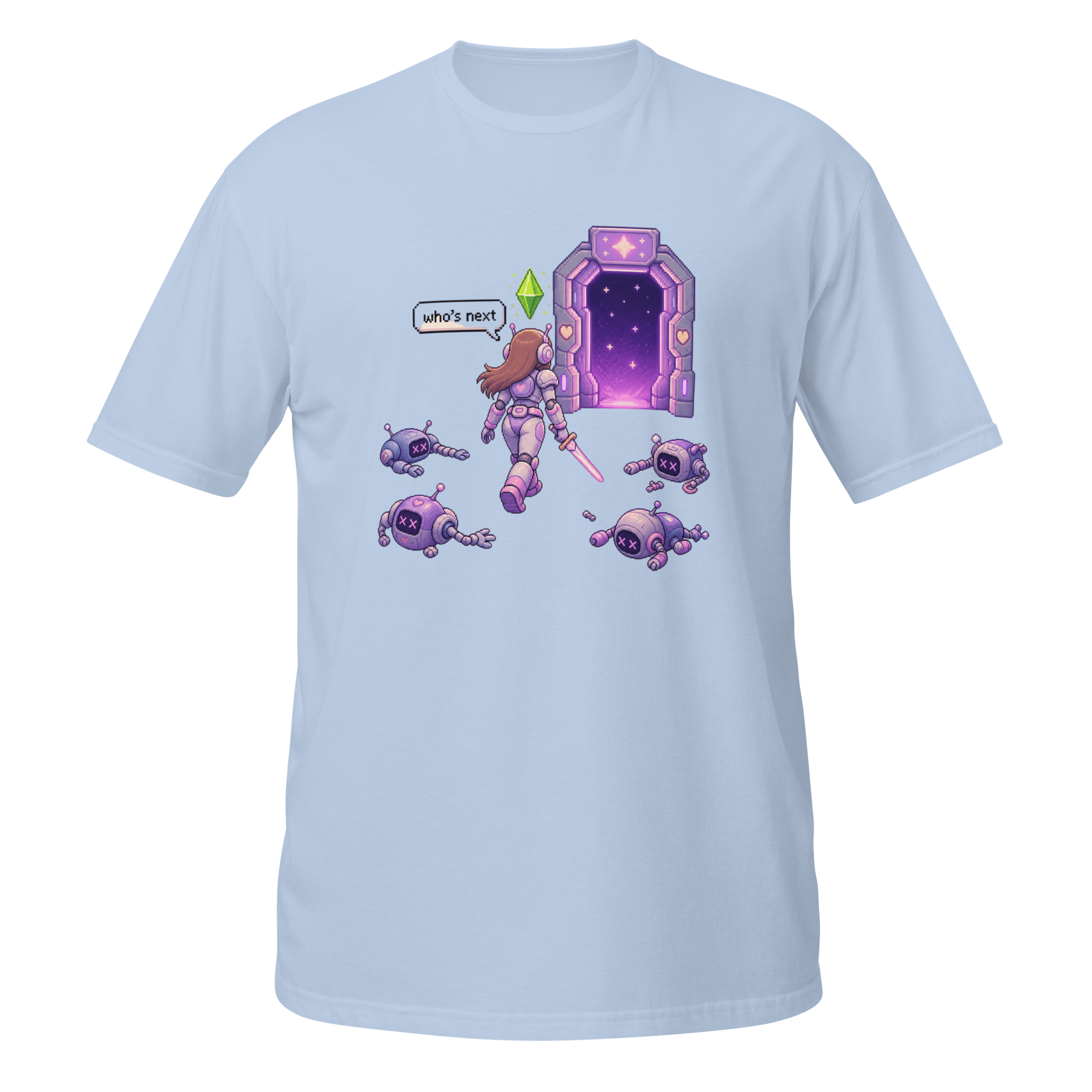 “Who’s Next” Retro Sci - Fi Pixel Tee - CometColors